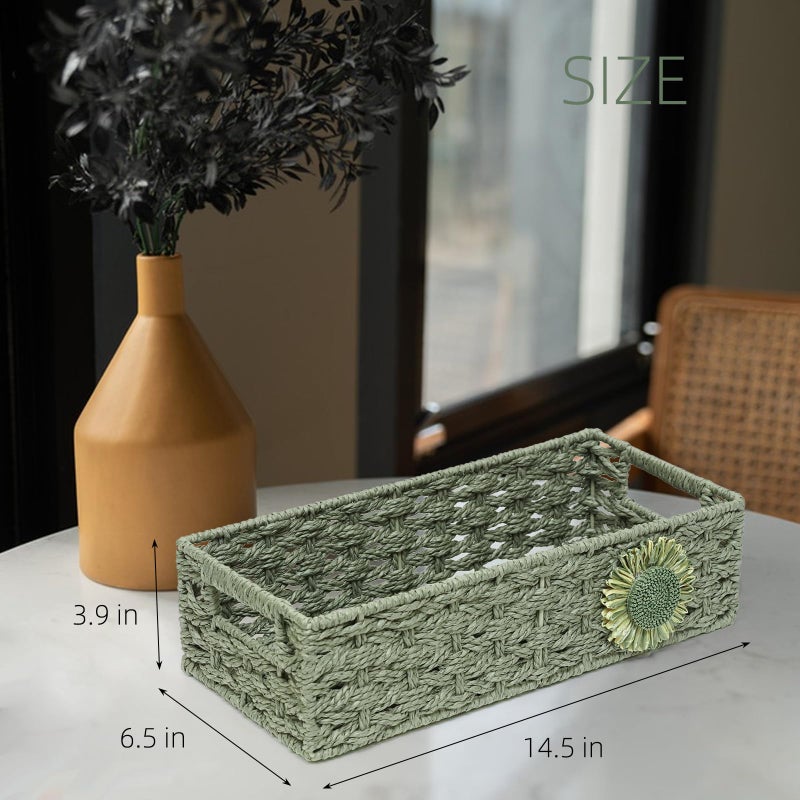 DUO ER DUOER Toilet Paper Basket for Tank Top Bathroom Baskets for Organizing Bathroom Tray for Counter Storage Basket for Bathroom Organizer-Green - Image 2
